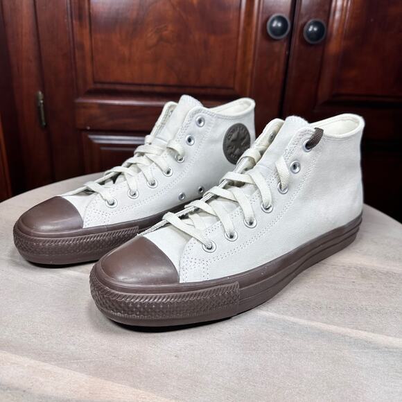 Converse CTAS Pro Mid Egret Brown Leather Shoes Mens 8.5 Womens 10.5 A09234C NEW - Picture 2 of 13